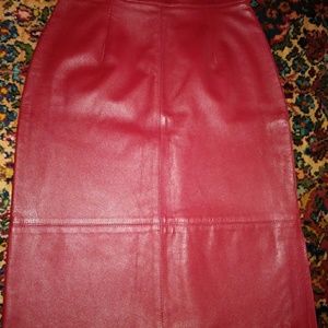Mays Italian red leather skirt 44/8 NWT